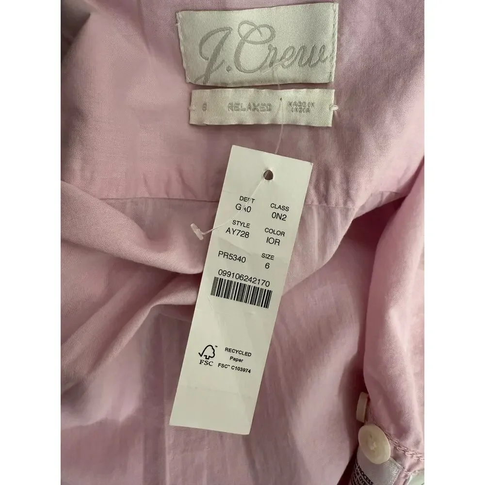 NWT J. Crew Men's Collared Button Down Relaxed Fit Long Sleeve Shirt Small Pink